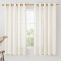 Linen Curtains 63 Inch Length for Living Room, Linen Light Filtering Boho Semi by LAMIT