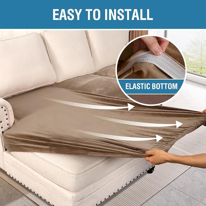H.VERSAILTEX Velvet Stretch Sectional Couch Cover - Image 4