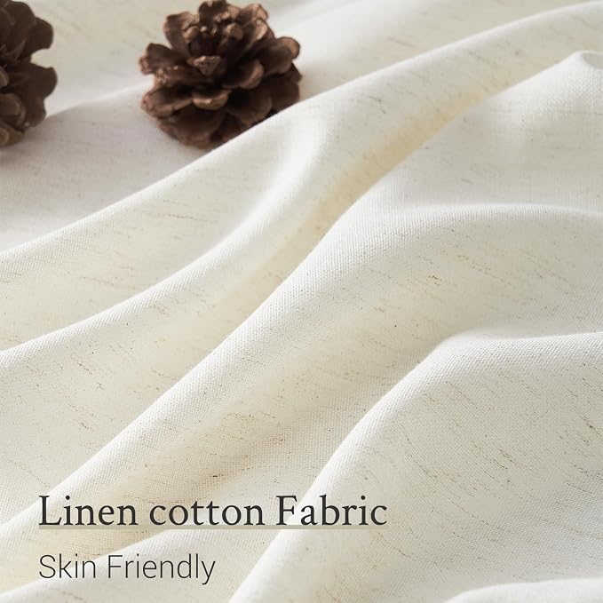 96 Inches Long Pinch Pleated Semi Sheer Curtains, Natural Linen Blended Light - Image 4