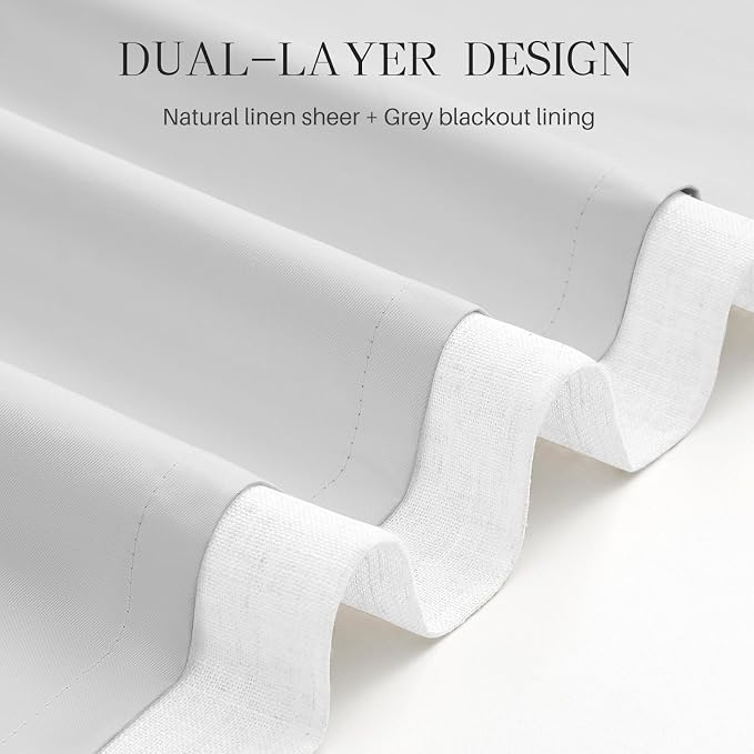 Pinch Pleated Linen White Blackout Curtains 90 Inches Long - Image 6