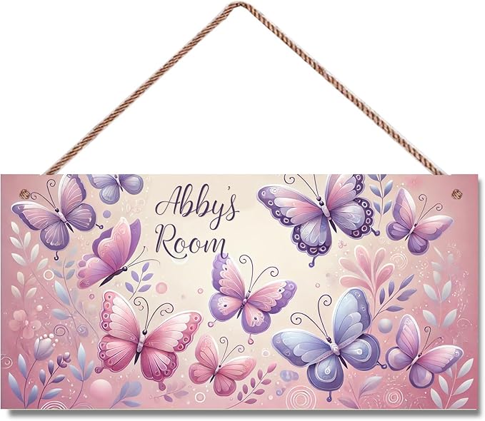 SLWEJQHA Personalized Vintage Butterfly Decor for Boys Room Pink Butterflies Theme Room Decor for Nursery,Wall Art Decor for Kids Room Gilrs Bedroom Office Garden Wall Decoration