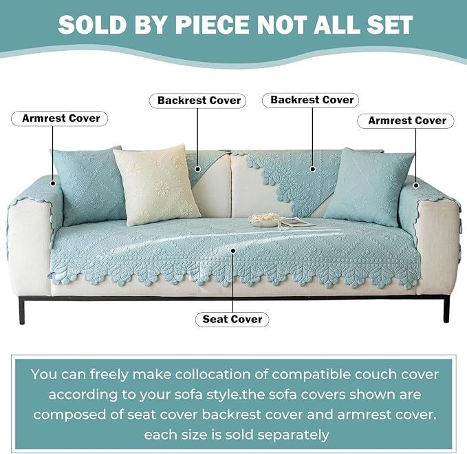 Cotton Quilted Dog Couch Cover for Sofa Farmhouse Rustic Embroidery Sectional - Image 2