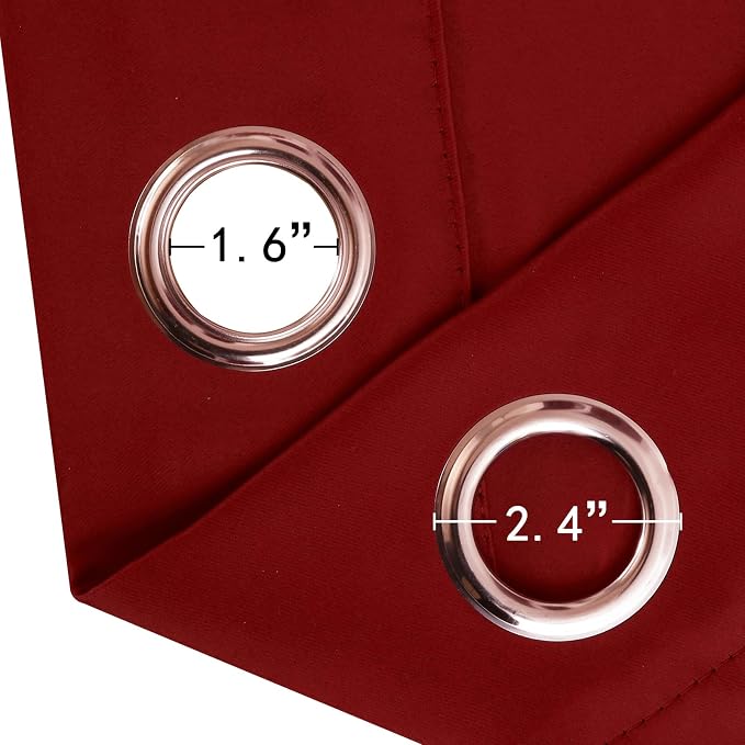 Blackout Curtains 66 x 72 Inch Long Red Curtains Set of 2 Panels Room Darkening - Image 5