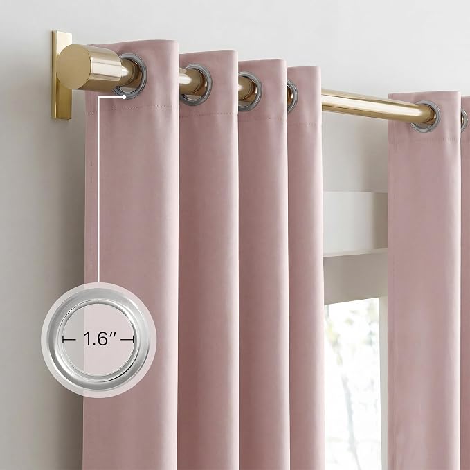 NICETOWN 100% Blackout Window Curtain Panels 84" Long, Blush Pink, 2 Pieces - Image 6