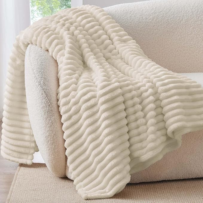 BEDELITE Ribbed Fleece Throw Blanket - Image 2
