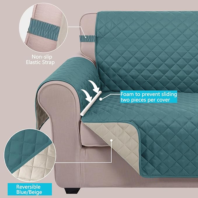 U-NICE HOME Reversible Recliner Chair Covers, Pet Friendly, Elastic Straps - Image 3