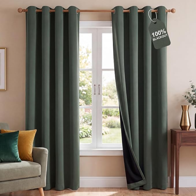NICETOWN 100% Blackout Curtains 84 inches Long, Pair of Energy Smart & Noise by NICETOWN