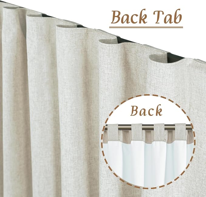 Natural 100% Blackout Linen Curtains 63 Inches - Image 2