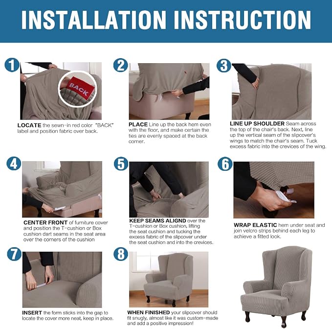 H.VERSAILTEX Wing Chair Slipcover Chair Covers - Image 6