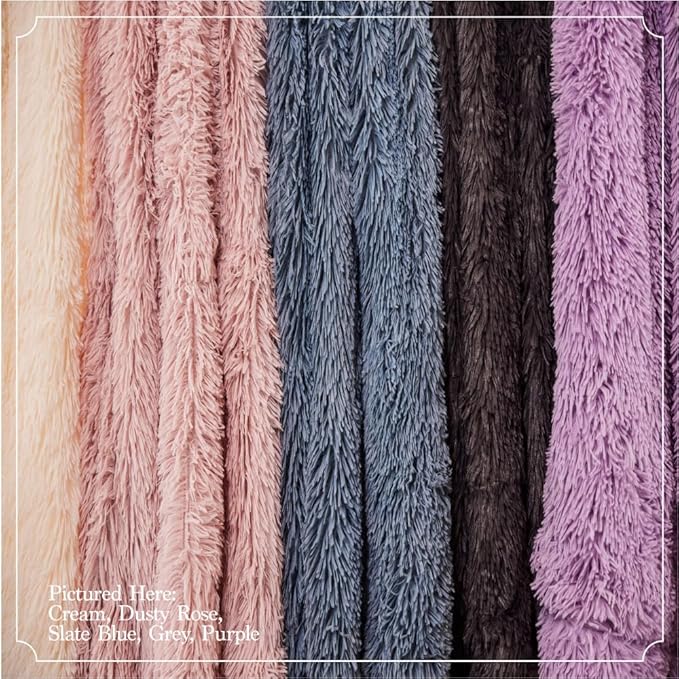The Connecticut Home Co Throw Blanket Soft Fluffy Room Decor, Cozy Warm Throws for Bed, Couch, Gifts for Women, Bedroom Cute Aesthetic Blankets Shag and Sherpa, 65x50, Dusty Rose