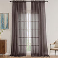 Chocolate Sheer Curtains 120 Inches Long 2 Panels Set, 59 Inch Extra Wide Soft by OVZME