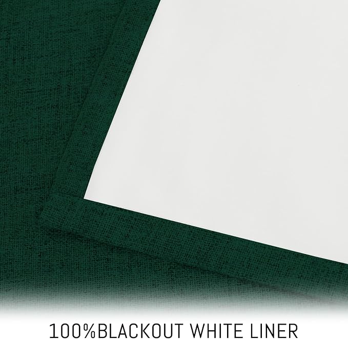 Yakamok Dark Green Linen Textured Curtains 96 Inches Long - Image 3
