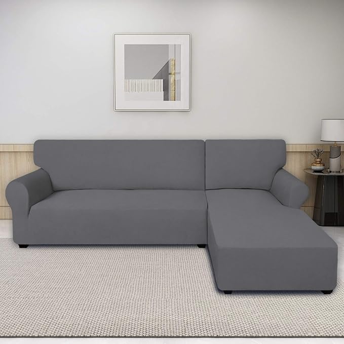 PureFit Stretch Sectional Couch Covers 2 pcs Non Slip L Shape Sofa Cover | - Image 2
