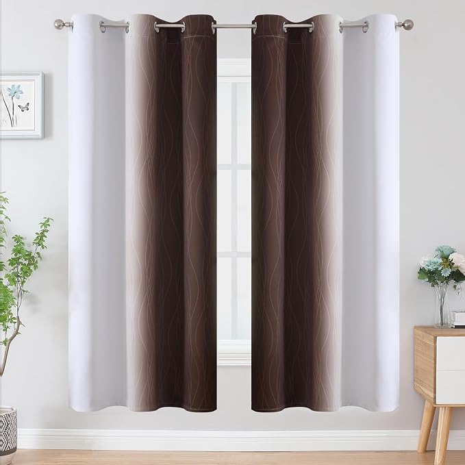 Brown and Greyish White Blackout Curtains - Image 2