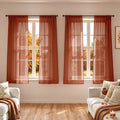 MIULEE 4 Panels Fall Burnt Orange Sheer Curtains 42 x 63 Inches | Light by MIULEE