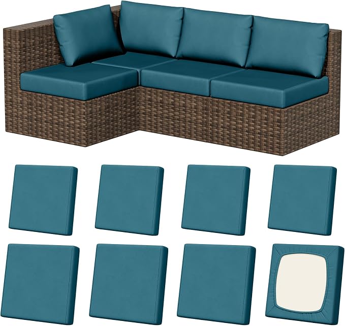 8Pcs Outdoor Cushion Covers, Stretch Patio Furniture Couch Chair Slipcovers | by VORSHAPE