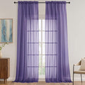 Sheer Purple Curtains 108 Inches Long 2 Panels Set, 59 Inch Extra Wide by OVZME