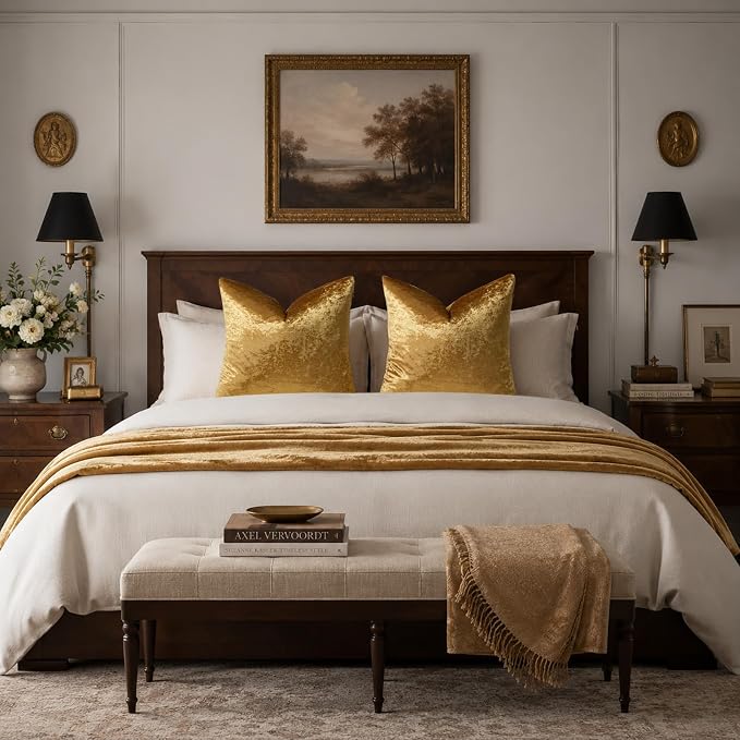 GIGIZAZA Crushed Gold Velvet Throw Pillow Covers 18x18 Pack of 2 | Decorative - Image 5