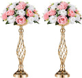 2 Pcs Versatile Metal Flower Arrangement & Candle Holder Stand Set for Wedding Party Dinner Centerpiece Event Restaurant Hotel Decoration (Gold, 2 x S)