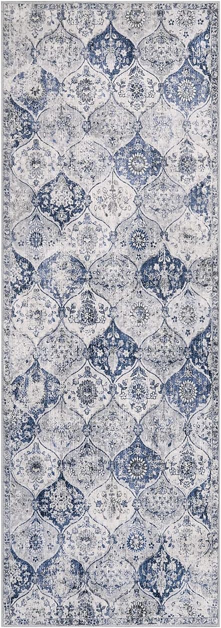 Lahome Moroccan Washable Runner Rug, 2x6 Blue Kitchen Runners - Image 3