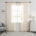 HUTO Beige Peach Ivory Cream Sheer Window Curtains 72 Inch Length Voile Curtains for Bedroom Living Room Nursery with Rod Pocket 2 Panels Each is 52 inches Wide