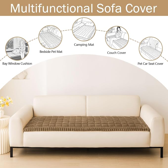 Couch Cover for Dogs, Washable Non Slip Plush Flannel Sofa Protector | Thick - Image 3