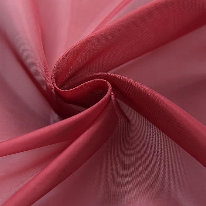 SpaceDresser Basic Rod Pocket Sheer Voile Window Curtain Panels Burgundy 1 Pair - Image 7