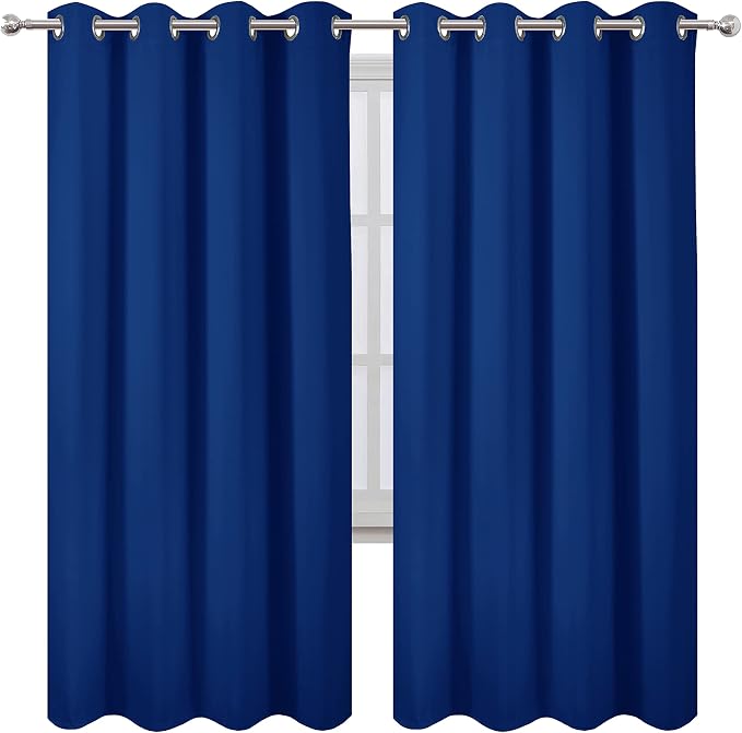 Blackout Curtains 52 x 72 inch/Royal Blue Curtains Set of 2 Panels/Thermal - Image 2