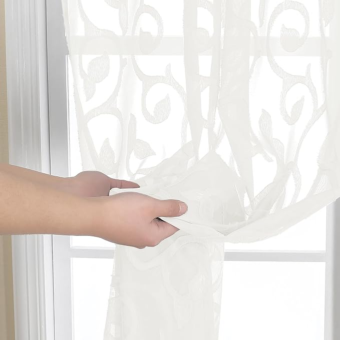 Furman Sheer Curtains 72 inches Long 2 Panels Set, Light Filtering Top Rod - Image 7