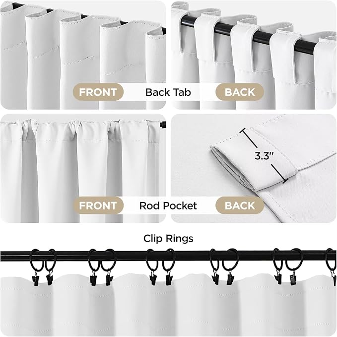 Joydeco 84 Inch 60% Blackout White Curtains 2 Panels, Elegant Semi Sheer - Image 2