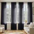 MIULEE Black Sheer Curtains 84 Inches Long 4 Panels 54 x 84 Inches | Light by MIULEE