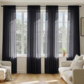 MIULEE Black Sheer Curtains 72 Inches Long 4 Panels 54 x 72 Inches | Light by MIULEE