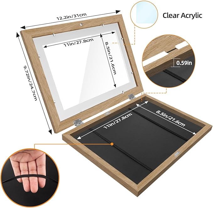 4 Pack Kids Artwork Frames Changeable 8.5 x 11 Inch hildren Art Projects Kids Art Frames Front Opening Picture Display Frame, Wood
