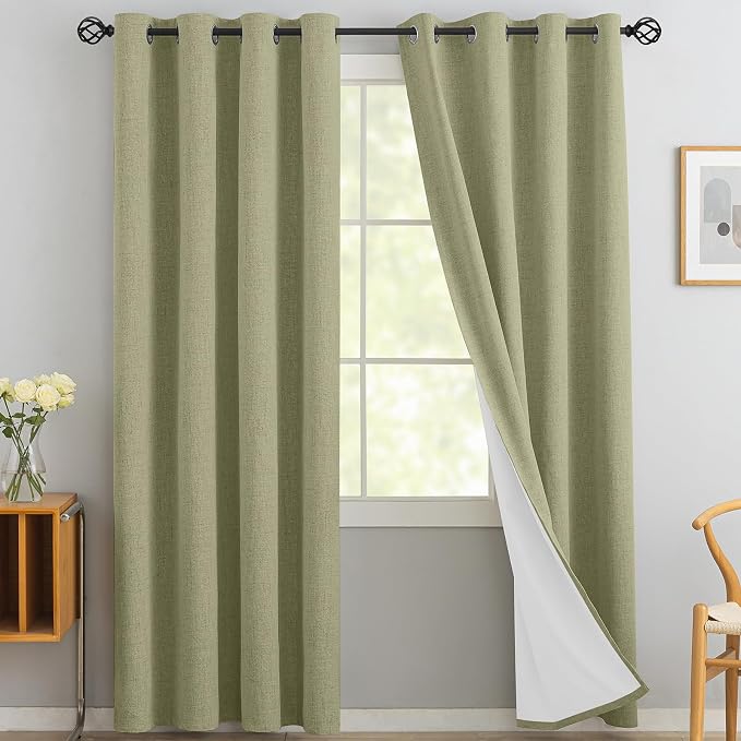 Yakamok Sage Linen Textured Curtains 96 Inches Long by Yakamok