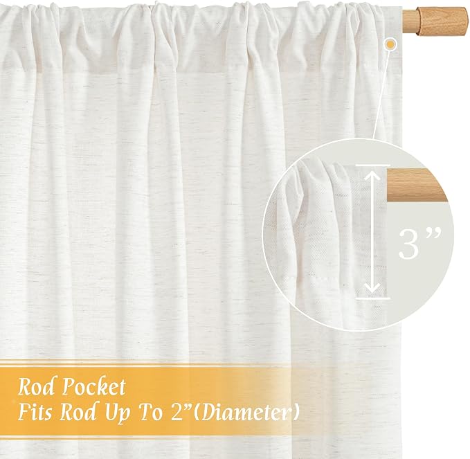 Light Filtering 63 inch Length Linen Curtains - Image 3