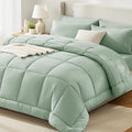CozyLux King Size Comforter Set Sage Green, 7 Pieces Bed in a Bag, Green Comforter King Size, All Season Bedding Sets with Stitch Quilted Comforter, Flat Sheet, Fitted Sheet, Pillowcases