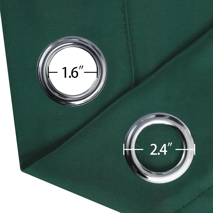 Blackout Curtains 66 x 54 Inch Long Dark Green Curtains Set of 2 Panels Room - Image 5