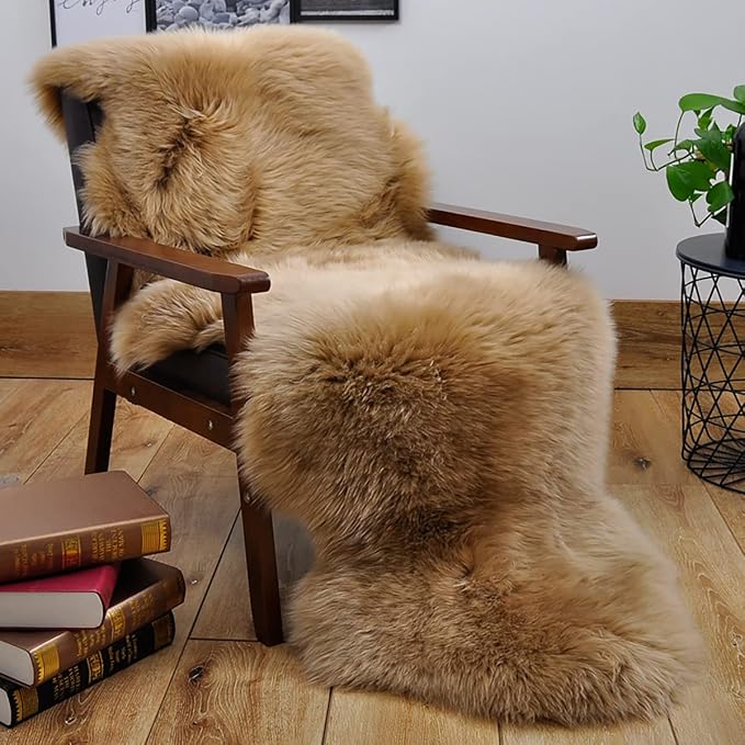 HUAHOO Premium Genuine Sheepskin Rug Mocha Real Australia Sheepskin Natural by HUAHOO