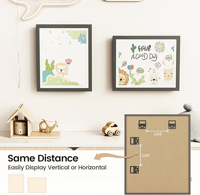 BAIJIALI Black Art Frames for Kids Artwork - Front Opening Holds 150 Drawings, 3D Crafts - 2 Packs 8.5x11 with mat or 9x12 without Mat
