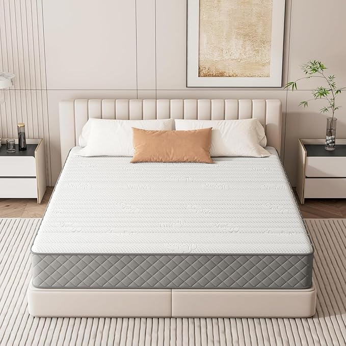 PurrJoys Queen Mattress, 10 Inch Hybrid Queen Size Mattress with Cooling Gel Memory Foam and Pocket Springs, CertiPUR-US Certified, Medium Firm