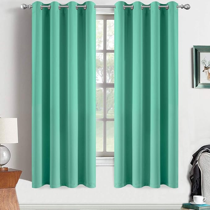 Yakamok Room Darkening Curtains 52x63 inch Length Turquoise-Living Room | 2 by Yakamok