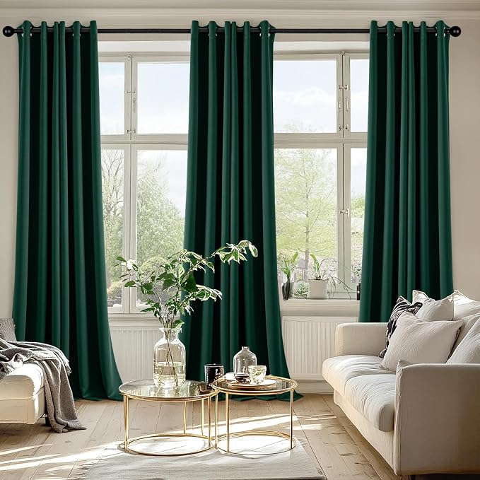 MIULEE Blackout Curtains for Bedroom 2 Panel 40 x 90 Inch Long Hunter Green | - Image 6