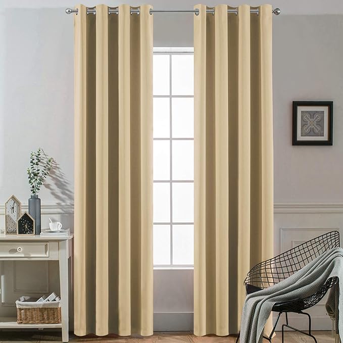 Yakamok Room Darkening Curtains 52x84 inch Length Beige-Living Room | 2 panels by Yakamok
