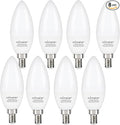 comzler 8 Pack Candelabra LED Light Bulbs E12 Base 60 Watt Equivalent, 2700K Warm White B11 Chandelier E12 Small Base Type B Light Bulbs Shape, 600 Lumens Ceiling Fan Light Bulbs, No-Dimmable