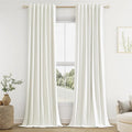 Ivory 100% Blackout Linen Curtains 105 Inch Length 2 Panels Set by Guken
