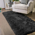 Latepis 2x10 Runner Black Faux Sheepskin Fur Rug Washable Shag Rugs Fluffy by Latepis