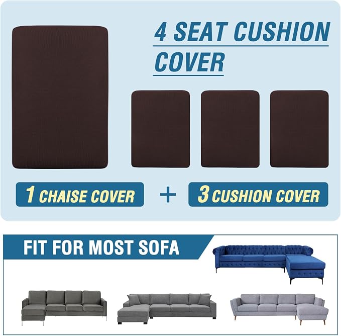 H.VERSAILTEX Sectional Couch Covers 4 Pieces Sofa Seat Cushion Covers L Shape - Image 8