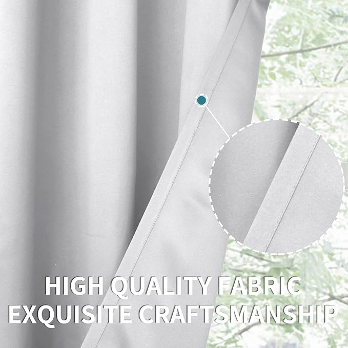 BGment Blackout Curtains - Grommet Thermal Insulated Room Darkening Bedroom and Living Room Curtains, Set of 2 Panels (52 x 108 Inch, Greyish White)