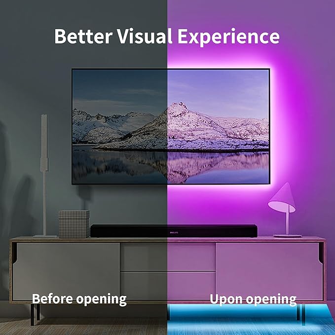 KSIPZE LED Lights for TV, 13ft TV led Backlight for 32-65Inch TVs RGB TV Backlight Behind Music Sync Bluetooth APP & Button Control TV LED Strip Lights USB Powered for Bedroom/Gaming