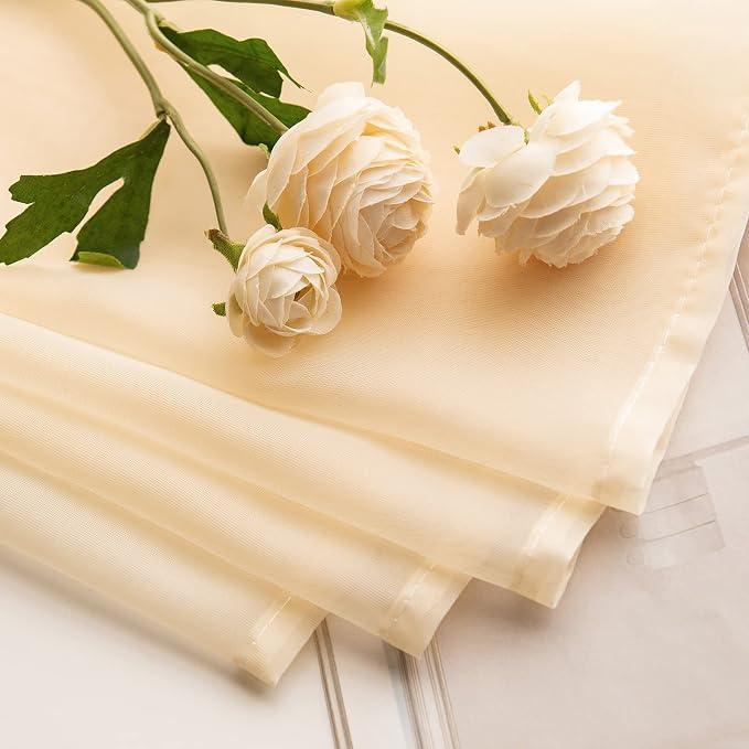 MIULEE 2 Panels Half Window Sheer Curtains 29 by 24 Inch Cream Beige | Rod - Image 5